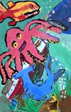 ‘Attack of octopus’, Kirill Baklan, 9 years, (teacher N.E.Belykh), St. Petersburg