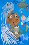‘Cat at aquarium’, Anastasiya Mingaleva, 10 years, (teacher I.F.Lavrova), Novyy Urengoy 