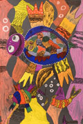 ‘Very inquisitive turtle’, Alena Ovchinnikova, 8 years, (teacher O.P. Krutieva), Rubezhnoye