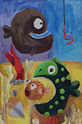 ‘Toothy fishes’, Elyzaveta Tsymbal, 9 years old, (teacher M. Povetova), Cherkasy
