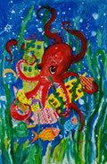 ‘Preoccupied octopus’, Sofiya Skrypar, 7, (teacher O.O.Lysenko), Golovanivsk