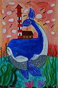 ‘Blue whale and lighthouse’, Mariya Kaidanovych, 10 years old, (teacher O.O.Lysenko), Golovanivsk