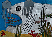 ‘Underwater life’, Gordiy Ponomarenko, 7 years old, (teacher L.V. Ryabchenko), Obukhiv