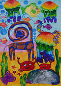 ‘Underwater zoo’, Mariya Kovalchuk, 9 years old, (teacher N.Y. Bagola), Gorodok