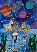‘Little ships’, Yaryna Vysochanska, 10 years old, (teacher O.I. Shpuk), Kalush